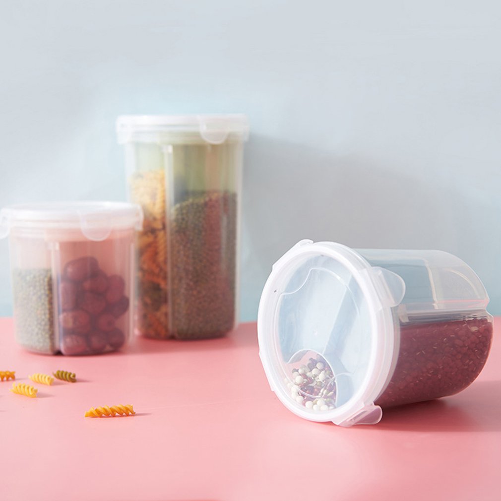 Food Storage Box Cylindrical Rice Beans Storage Jar Seal Cover Kitchen Multigrain Sealed Snacks Dried Fruit Grains Storage Tank