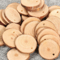 30pcs 3-4cm Unfinished Natural Round Wood Slices Log Discs for Arts Crafts Home Decoration Christmas Ornament with Hemp Rope