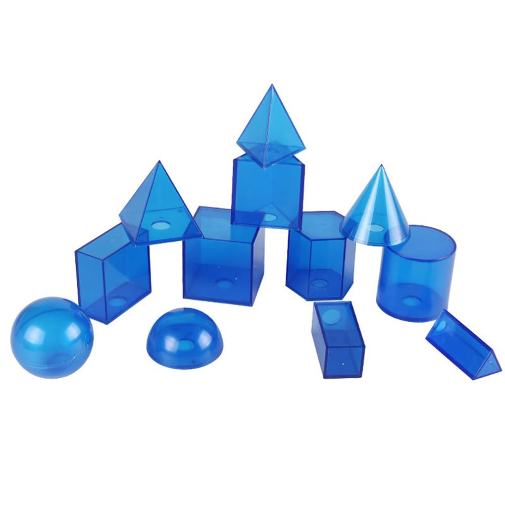 12Pcs/Set Transparent 3D Geometric Solids Model Detachable Teaching Visual Aids Volume Shape Toy Math Early Educational Student