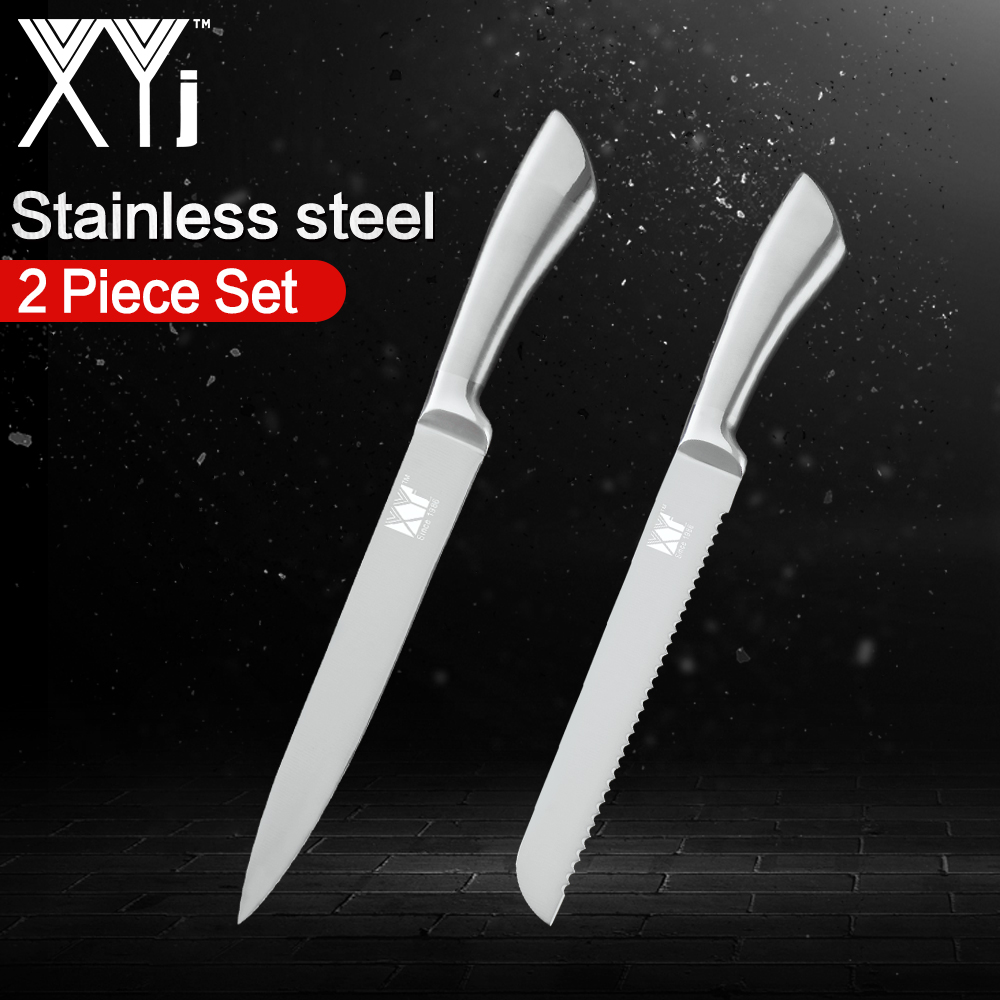 XYj Stainless Steel Kitchen Knife Set Chef Slicer Bread Utility Santoku Paring Knife 2 Piece 7Cr17mov Cooking Knives Kitchenware
