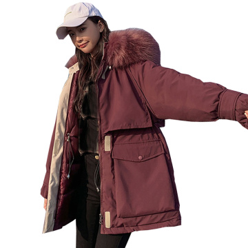Long sleeve Coat Winter Jackets long heavy hair brought down jacket winter with thick coats hooded winter jacket 8601