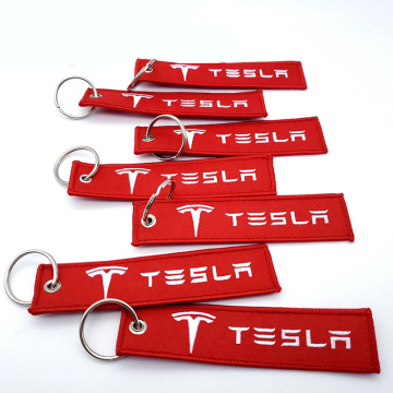 Car Styling Accessories For Tesla Model 3 S X Y Logo Car Canvas Fabric Textile Keychain Ring Keyfob Car Key rings Man Gift