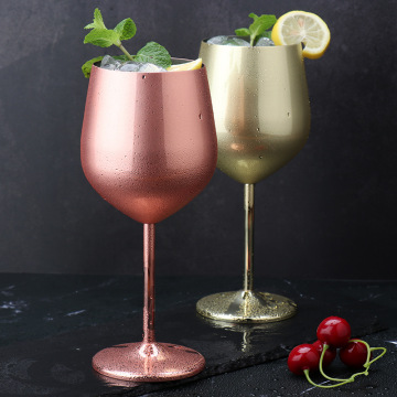 Stainless steel single-layer goblet red wine glass colorful large-capacity drum-shaped drop-resistant copper plated wine glass