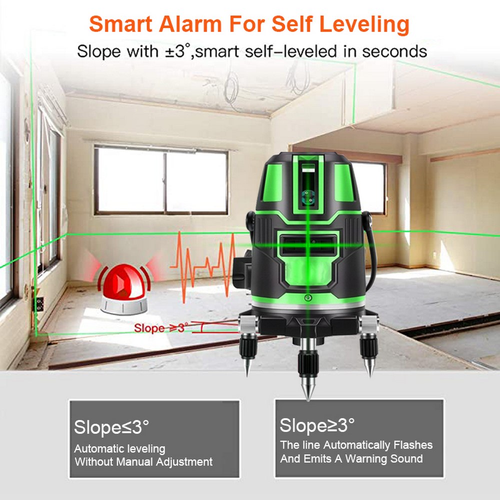 Rotary Laser Level 360 Green 2/3/5 Lines Cross Line Auto Self Leveling Measure Tool Laser Leveler Vertical Line Indoor Outdoor