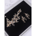 Gold Wedding Hair Accessories Rhinestone Pearl Luxury Headband and Earrings For Women Wholesale Bridal Headwear hair jewelry