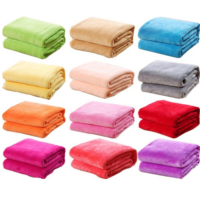 1PCS 50cm * 70cm Blanket Fleece Blankets For Throw Blanket Machine Washable Home Textile Solid random Color