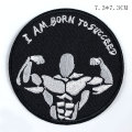Fine Round Bodybuilding Strong Man Patches I Am Born to Succeed Letter Appliques Back Rubber Embroidery Clothing DIY Parches