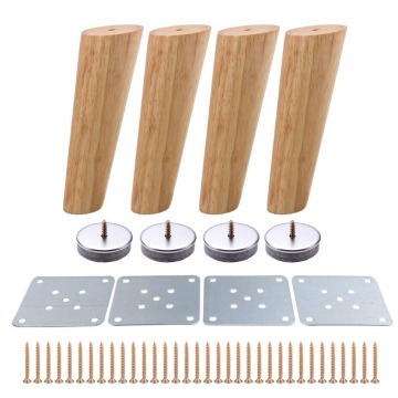 4pcs 180mm Height Wooden Furniture legs Oblique Tapered Reliable Sofa Table Feet Couch Dresser Armchair foot Oak Wood More gift