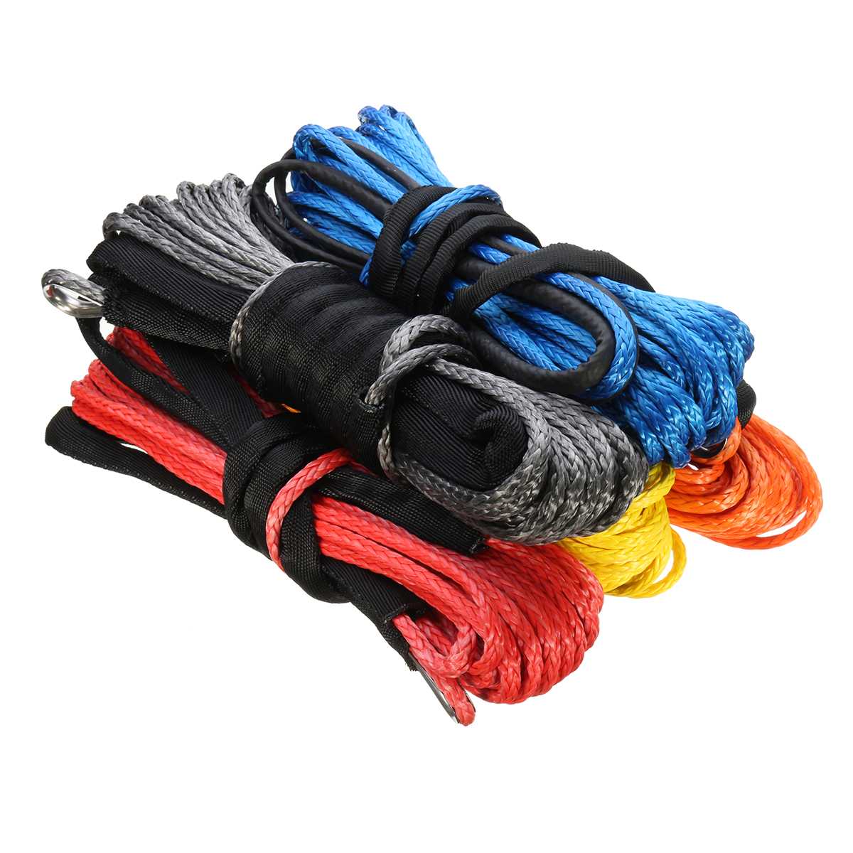 15mx5mm/5.5mm/6mm Winch Rope Towing Cable String Line Synthetic Fiber 5500lbs/7000lbs/7700lbs For Jeep ATV UTV Off-road
