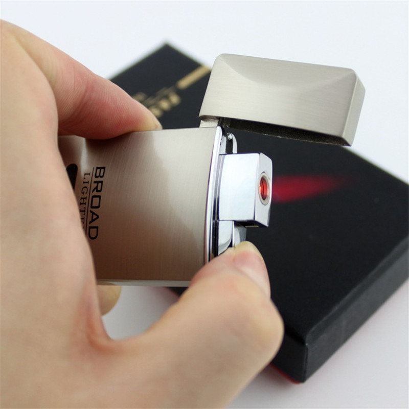 Square Open Lid Lighter Torch Turbo Windproof Metal Jet Lighter Cigar Lighter 1300 C Butane No Gas Cigarette Accessories