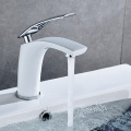 ROVOGO Bathroom Vanity Sink Faucet White Single Handle Lavatory Faucet One Hole Water Basin Mixer Tap Solid Brass