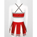 2Pcs Women Adults Cheerleader Costume Outfit Sleeveless Crop Top with High Waist Mini Pleated Skirt Female Cheerleading Uniforms