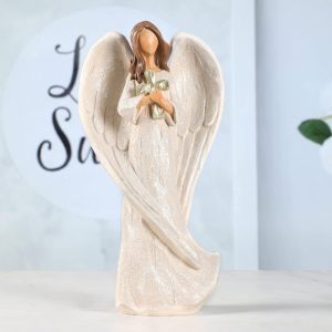 Revinno Praying Commemorating Angel Statue, Holding the Cross
