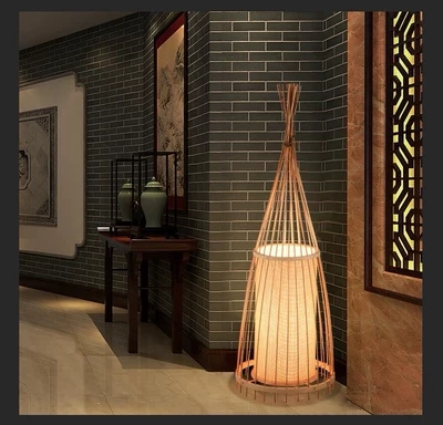 Ancient Creative Decoration Chinese Wooden Bamboo Floor Lamps Bedside Standing Staande Lamp Led Floor Lamp For Living Room Vloer