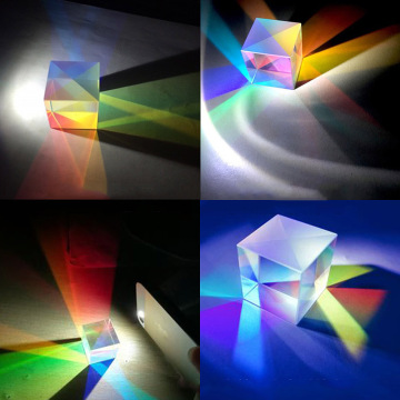 1Pcs Six-Sided X-Cube Bright Light Cube Stained Glass Prism Beam Splitting Prism Optical Experiment Instrument Optical Lens