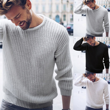 Puimentiua Men Brand Sweater Black White Casual Knitted Pullover Solid O Neck Men Sweaters Fashion Streetwear Autumn Winter Tops