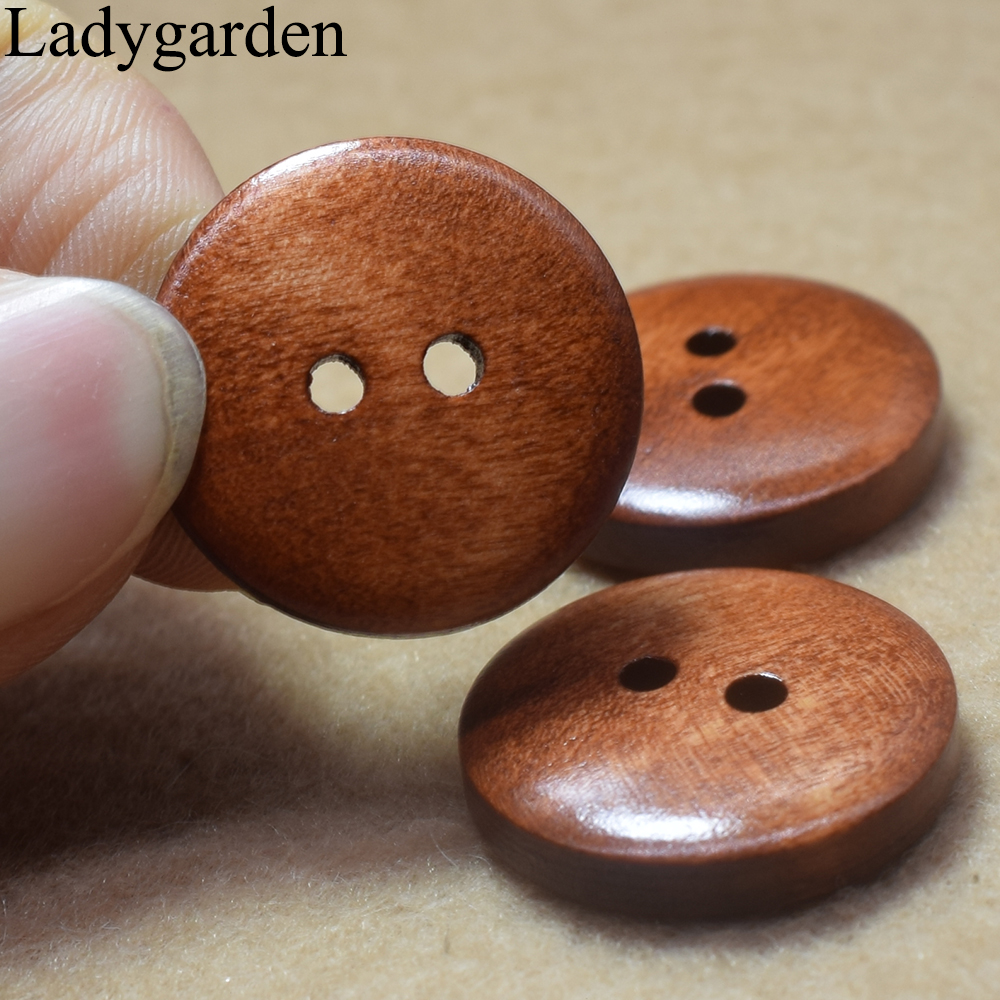 20MM Dashed Wooden Buttons Diy Sewing Garment Accessories Wooden Flatback Button for Scrapbooking Decoration