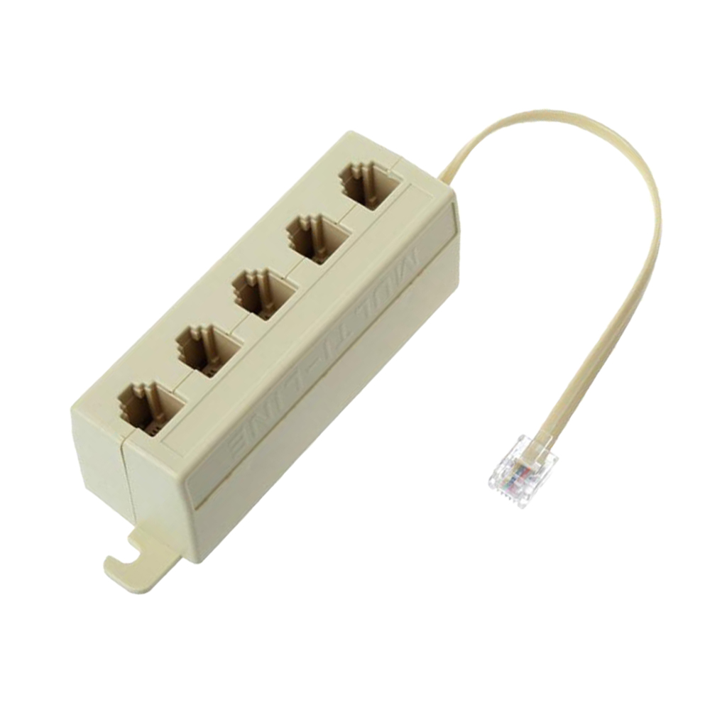 Telephone Splitter, 5 Way RJ11 6P4C 1 Male to 5 Female Converter Adaptor, Telephones Wall plate and Separator for Line Cords