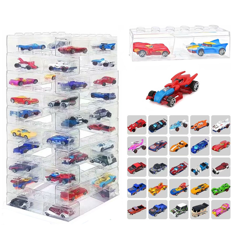 2021 New Kids Alloy Metal Cars Toys for Boys Children Gift Hobbies Diecast Vehicles Juguetes Carros with Plastic Box DIY Blocks