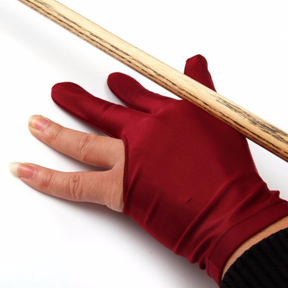 1Pcs Spandex Snooker Billiard Cue Glove Pool Left Hand Open Three Finger Accessory for Unisex Women and Men 4 Colors