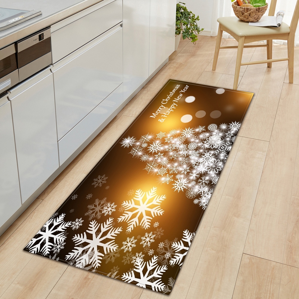 Merry Christmas Kitchen Mat Bedroom Hallway Tatami Decoration Long Carpet Entrance Doormat Balcony Bathroom Anti-Slip Floor Rug