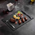 Natural Round Steak Plates Slate Coasters Pizza Fruit Tray Dinner Plate Kitchen Plate BBQ Dessert Cake Dishes Slate Plate