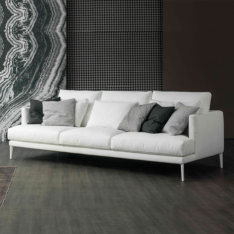 Nordic latex fabric sofa small apartment living room full three-person down fabric sofa removable