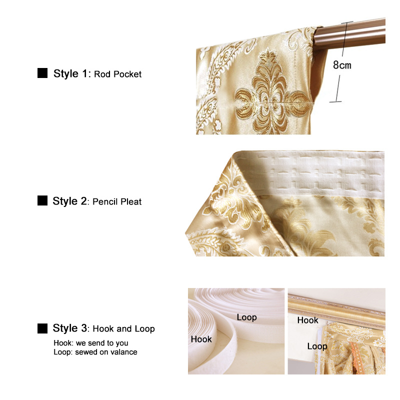 European Royal Velvet Valance Curtains for Living Room Bedroom Luxury Pompom Pelmet Canopy Window Curtain Customized