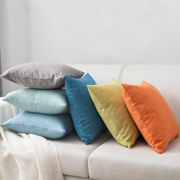 Plain Cotton Linen Sofa Cushion Thickened Square Pillow Solid Color Linen Pillow Living Room Backrest Pillow Cushion Pillowcase