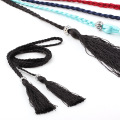 women Thin Weaving Rope chain belt Female Fashion Tie Waist Belts with tassel pendant Bohemian Dress Wild Small waist band Strap