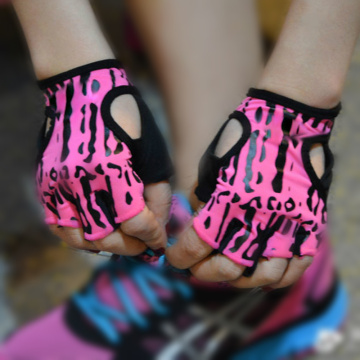 Super Leapard Print Women Bike Cycling Gloves Half Finger GEL PINK White Girl MTB Bicycle Gym gloves hunting luvas ciclismo
