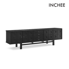 Solid Wood Imported Black Lacquer Long Side Cabinet