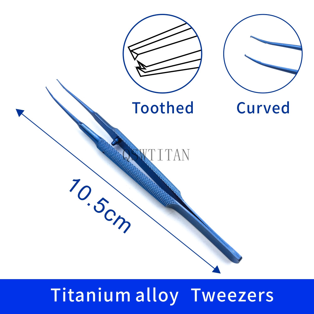 10.5cm Titanium Round Handle Eyelid Tweezers Platform double eyelid tool fine tissue forceps Ophthalmic Instruments