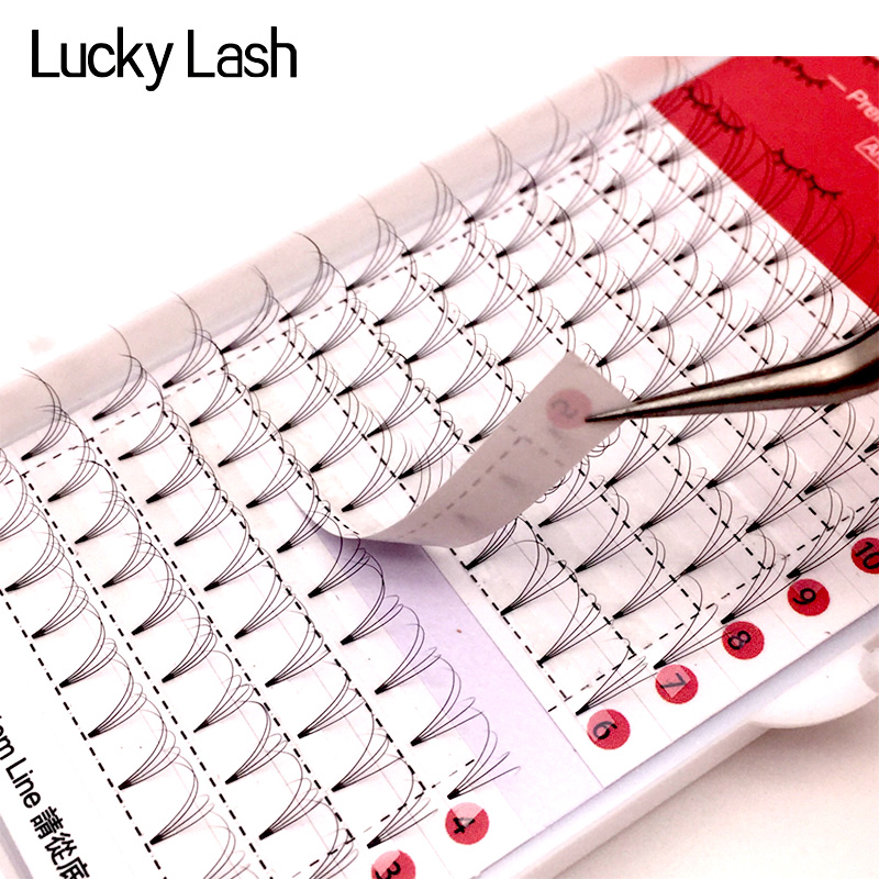 LUCKY LASH Premade Russian Volume Fans 3D-10D Eyelashes Short Stem Lash, False Individual Pre made Eyelash Extensions Supplies