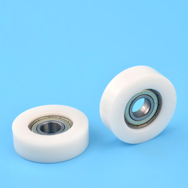 5PCS 12x45x14mm high quality white color delrin plastic 6001 ball bearing roller POM flat wheel