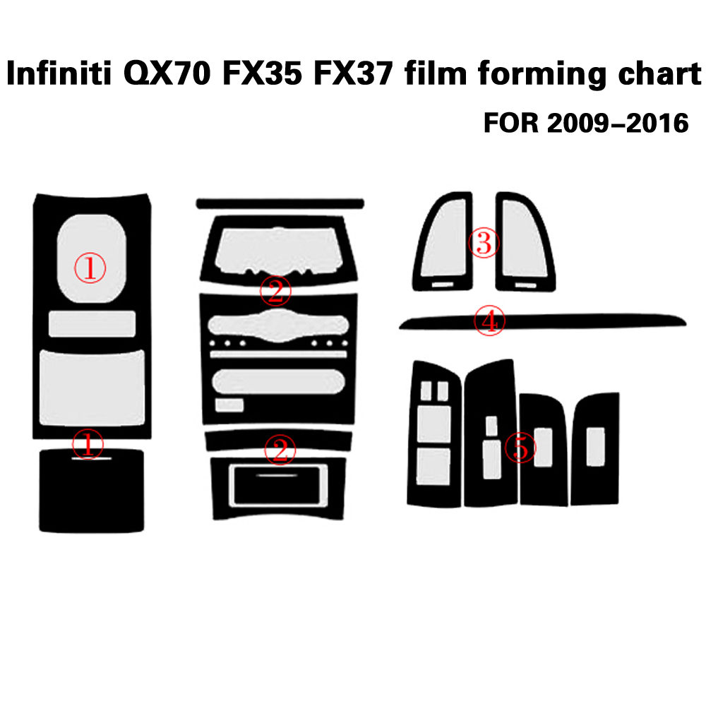 Car-Styling 5D Carbon Fiber Car Interior Center Console Color Change Molding Sticker Decals For Infiniti QX70 FX35 FX37 FX50