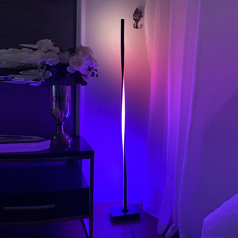 Hight 48 Inches RGB Floor Lamp Black Silver Corner Floor Lamp Lamparas De Pie Para Sala Moderna Led Lighting for Bedroom Bar