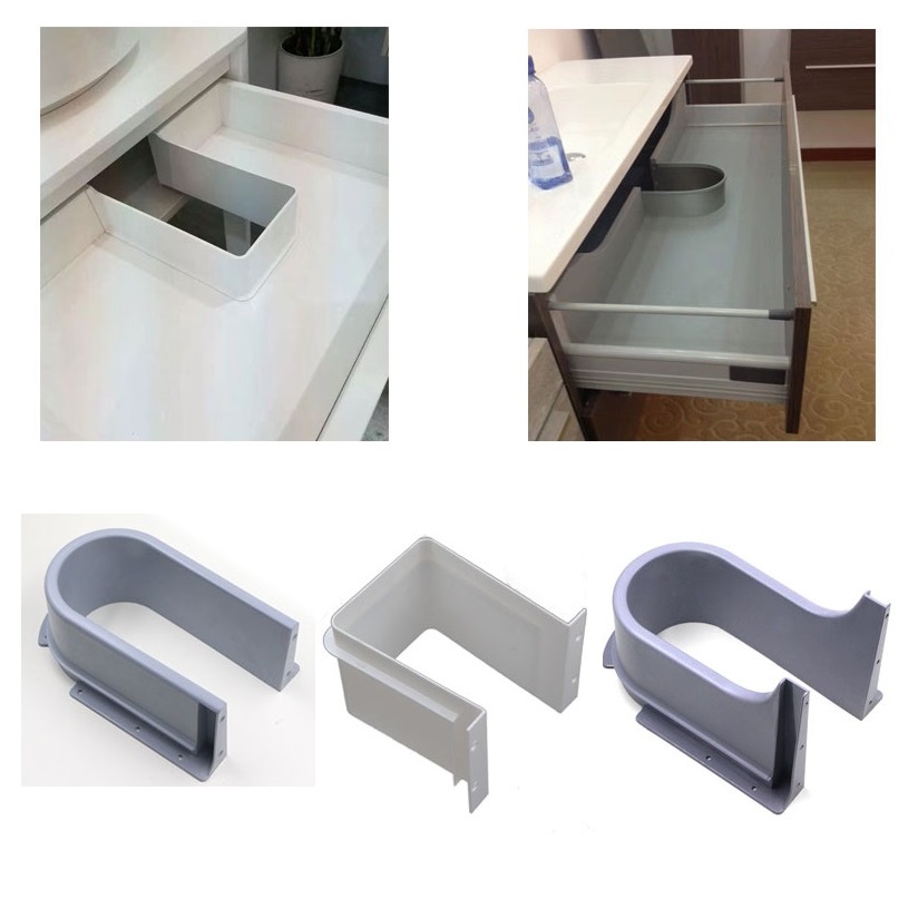 Plastic U Shape Sink Drawer Kitchen Bath Furniture Cabinet Recessed U under Sink Drainage Grommet