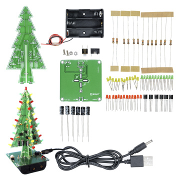 Three-Dimensional 3D Christmas Tree LED DIY Kit Red/Green/Yellow LED Flash Circuit Kit Electronic Fun Suite Holiday Decoration
