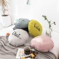 Nordic ins letter embroidery solid color round pillow stripe color candy round cushion office sofa home decorative back cushion