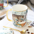 Nordic Art Luxury Ceramic Animal Mug Modernminimalist Home Afternoon Tea Coffee Milk Fruit Tea Instant Beverage Cup Withlidspoon