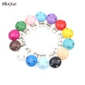 5Pcs Wooden Metal Multicolour Baby Pacifier Clips Clothing Round Clasps DIY Baby Suspender Garment Clips Accessories