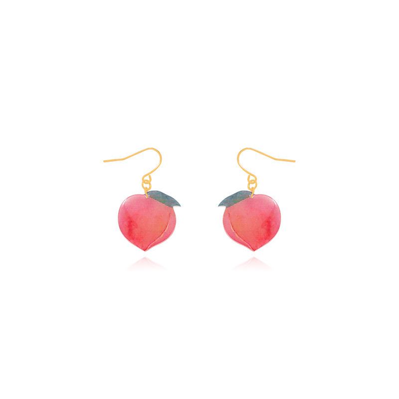 Zeojrlly Resin Trendy Round Women Dangle Earrings Summer Small Fresh Lovely Peach Earrings Small Fresh Simple Cute Jewelry