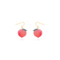 Zeojrlly Resin Trendy Round Women Dangle Earrings Summer Small Fresh Lovely Peach Earrings Small Fresh Simple Cute Jewelry