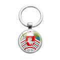 SIAN Republic of Belarus National Emblem Keychain White Knight Art Photo Keyrings Glass Cabochon Keychains Metal Key Chain Gifts
