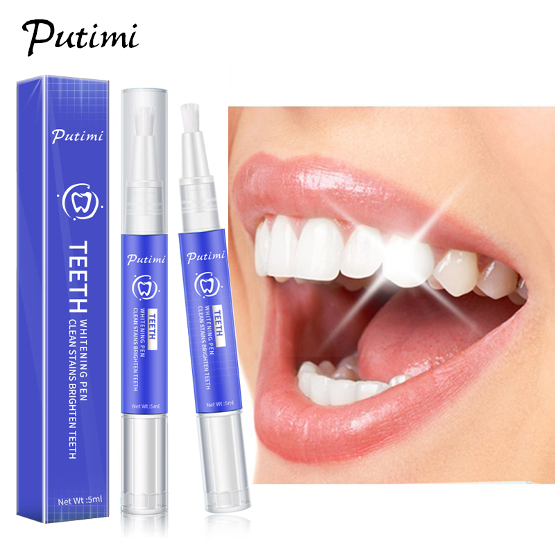 PUTIMI Teeth Whitening Tooth Brush Essence Teeth Whitening Pen Oral Hygiene Cleaning Serum Removes Plaque Stains Dental Tools