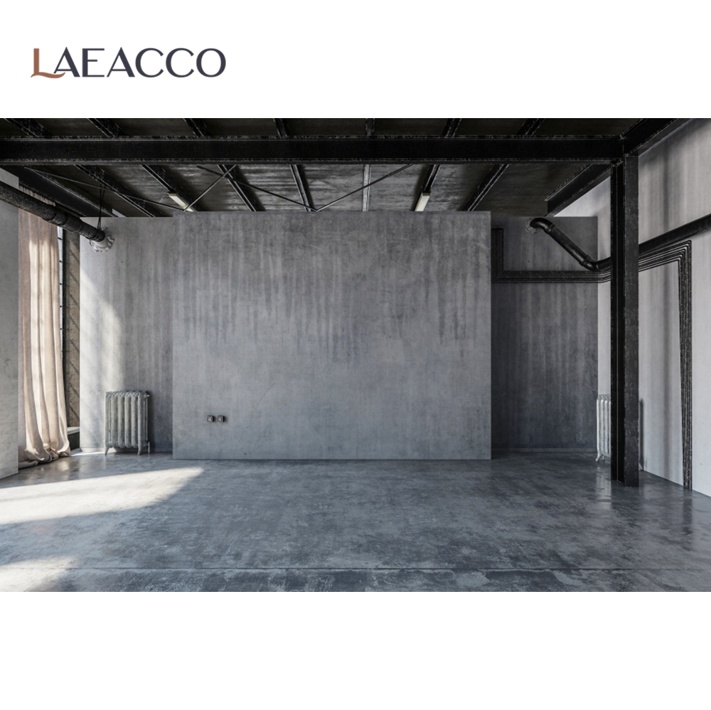 Laeacco Modern Living Room Stone Brick Wall Curtain Window Floor Light Interior Photography Background Backdrop For Photo Studio