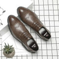 Male Leather Classic Brogue Shoes Flats Oxfords For Wedding Office Business Designer Formal Men Dress Shoes A51-24