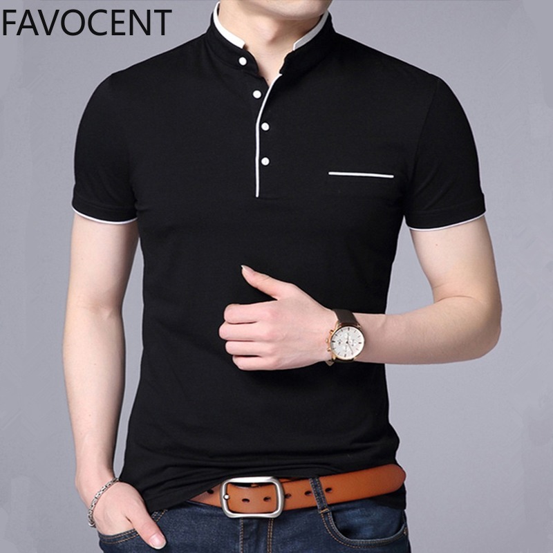 Men's Polo Shirt Short Sleeve Solid Color Polo Shirt Men's Fashion Standing Collar Masculina Casual Cotton Top Plus Size M-4XL
