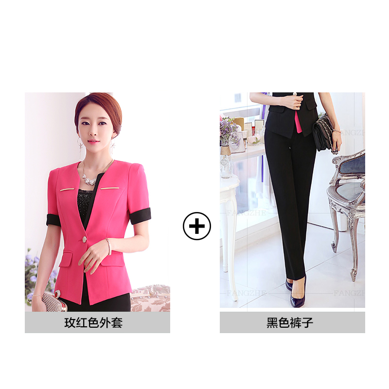 Woman's Fashion Airline Uniforms New Elegant short-sleeve Jacket+Pant/Skirt Suit Formal Workwear 2pcs Suits